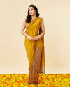 Mustard Yellow and Sage Green Pre-Draped Saree with Sequin Work image number 0